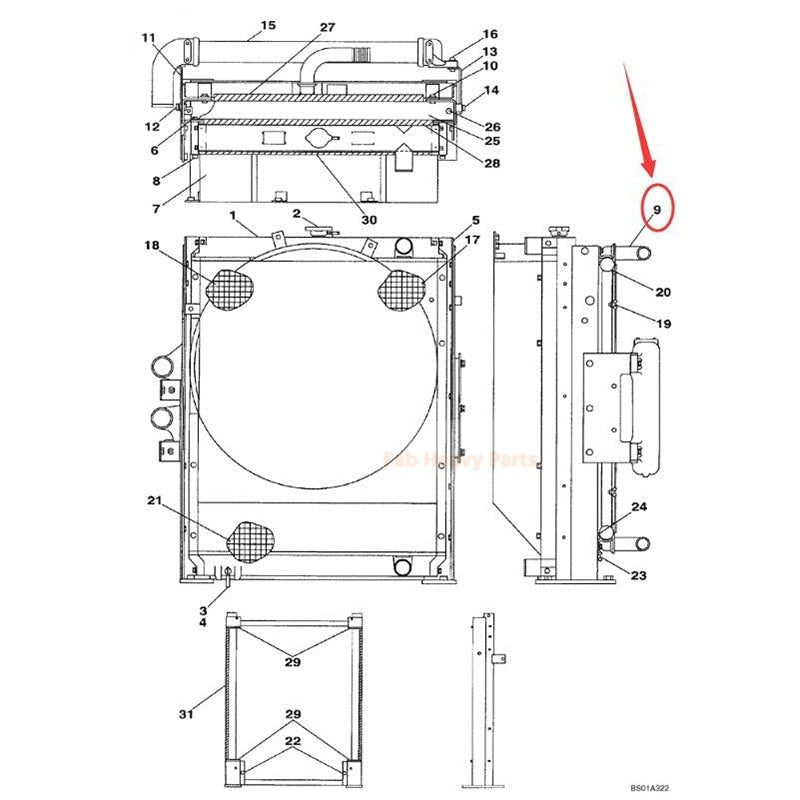 Hydraulic Oil Cooler LN00068 Fits for CASE CX210 CX210LR Crawler Excavator - Fab Heavy Parts