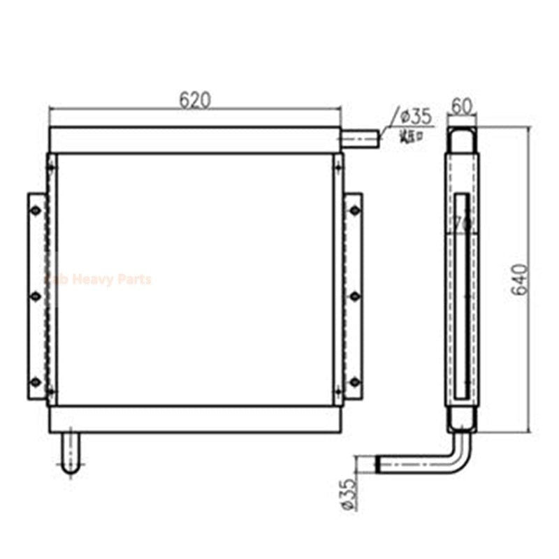 Hydraulic Oil Cooler ME217146 for Kato HD400 - 7 HD450V2/HD450 SEII HD450 - 7/HD450 SEV - II HD400V2 Excavator - Fab Heavy Parts