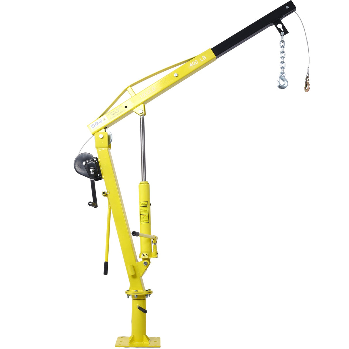 Hydraulic Pickup Truck Crane with Hand Winch Bed Hoist Jib 1000 - Lb. Capacity Yellow - Fab Heavy Parts
