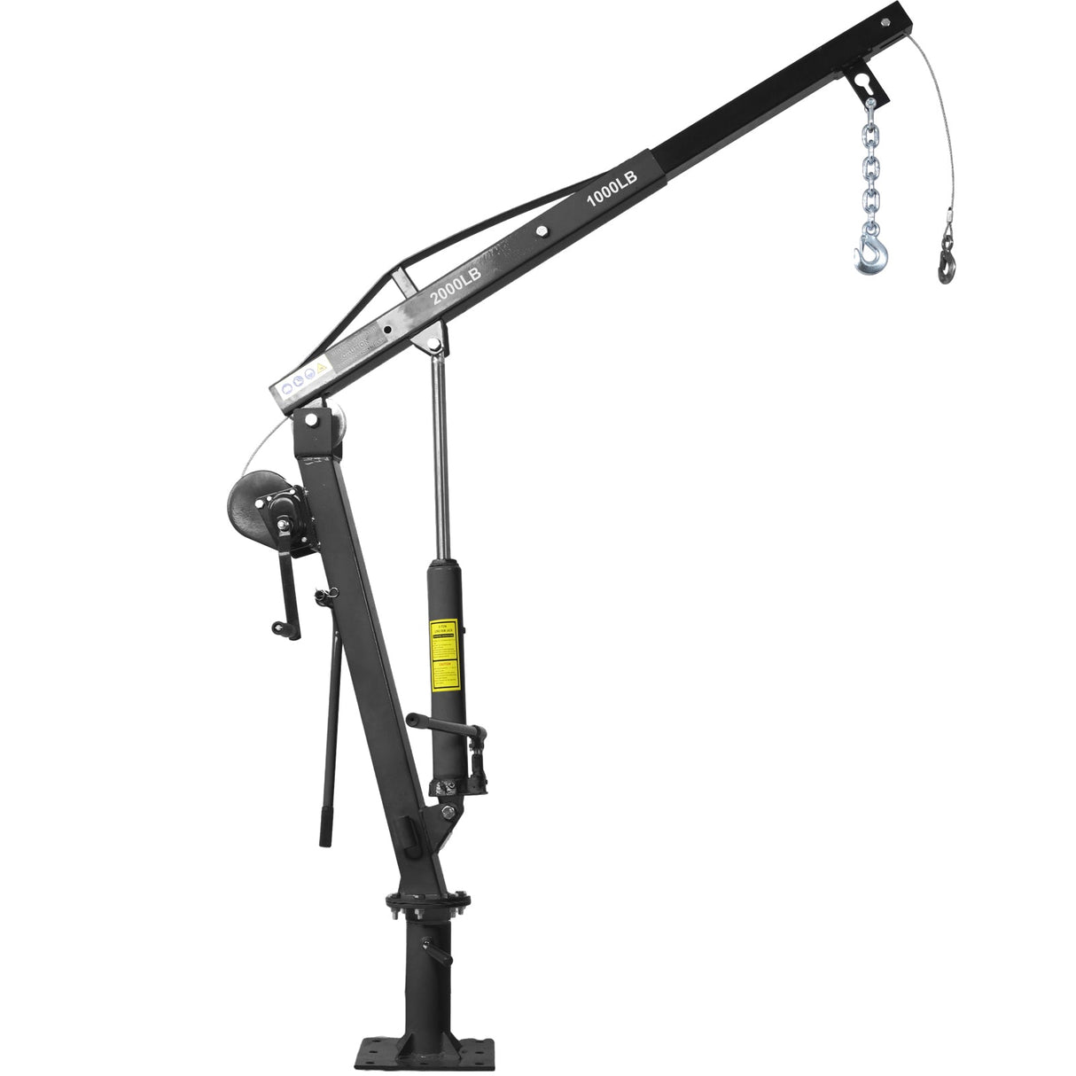Hydraulic Pickup Truck Crane with Hand Winch Bed Hoist Jib 2000 - Lb. Capacity Black - Fab Heavy Parts