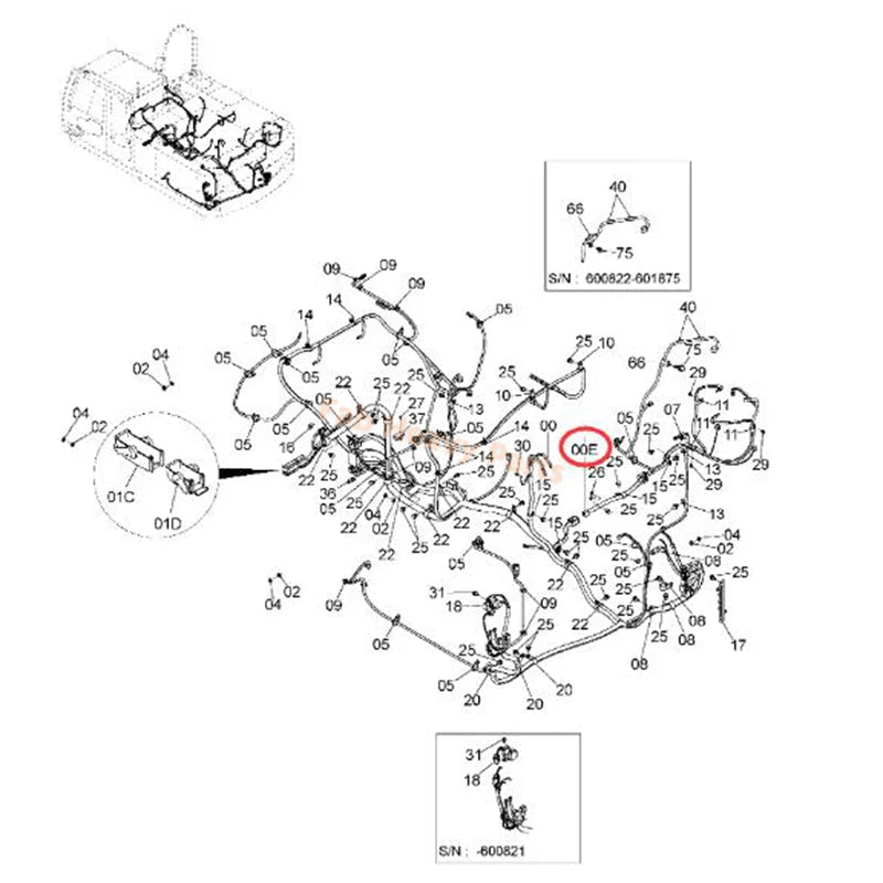 Hydraulic Pump Wiring Harness 4449447 for Hitachi Excavator ZX200 - 3 ZX210H - 3 ZX210K - 3F ZX240 - 3 - AMS - Fab Heavy Parts