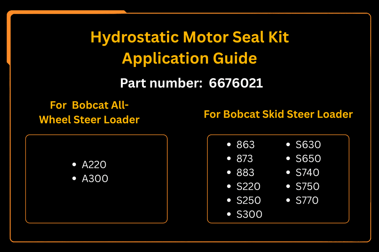 Hydrostatic Motor Seal Kit 6676021 Aftermarket Replacement For Bobcat S220 S250 S300 S630 863 873 883 A220 A300 Loader - Fab Heavy Parts
