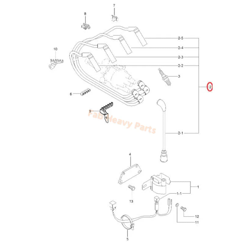 Ignition Wire Kit MD972748 for Hyundai Forklift HLF15C - 3 HLF15 - 5 HLF20 - 5 HLF25 - 5 HLF30 - 5 HLF30C - 5 - Fab Heavy Parts