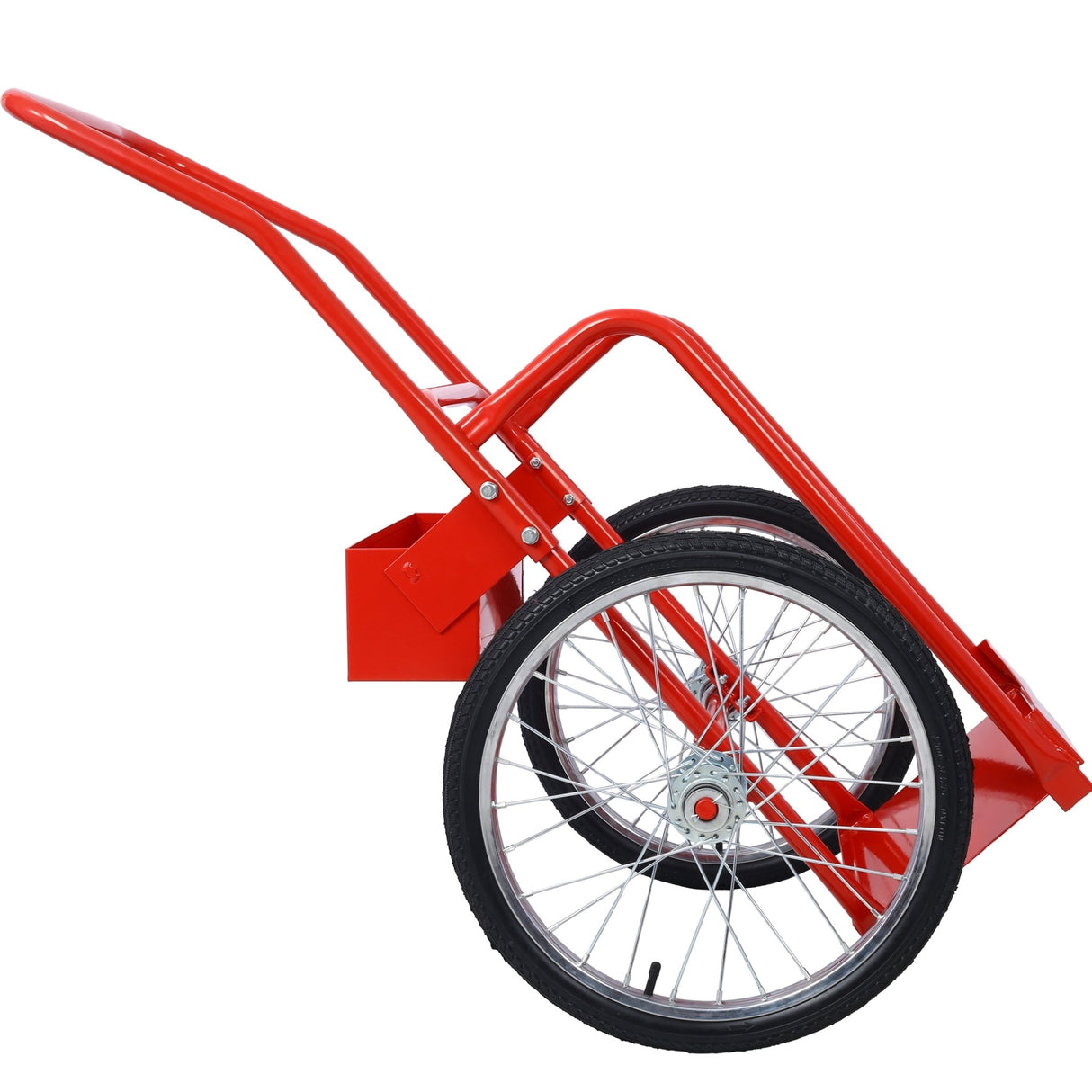 Large Dual Oxygen Tank Cart Dolly with Double Cylinder 20" Pneumatic Wheels Two Fastening Belts - Red - Fab Heavy Parts