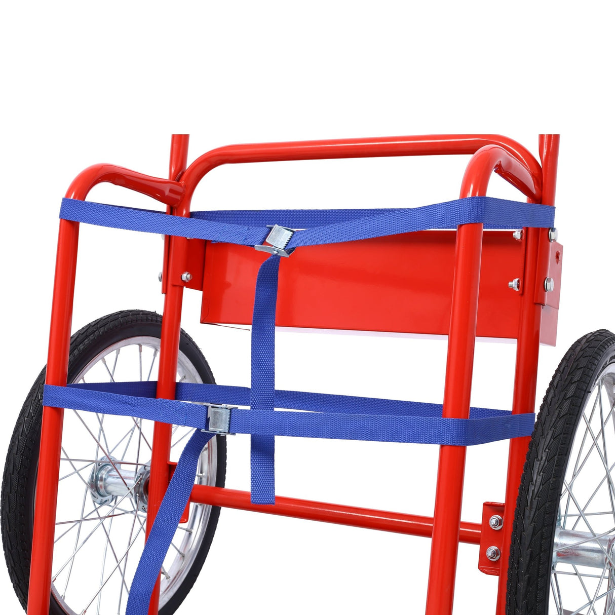 Large Dual Oxygen Tank Cart Dolly with Double Cylinder 20" Pneumatic Wheels Two Fastening Belts - Red - Fab Heavy Parts