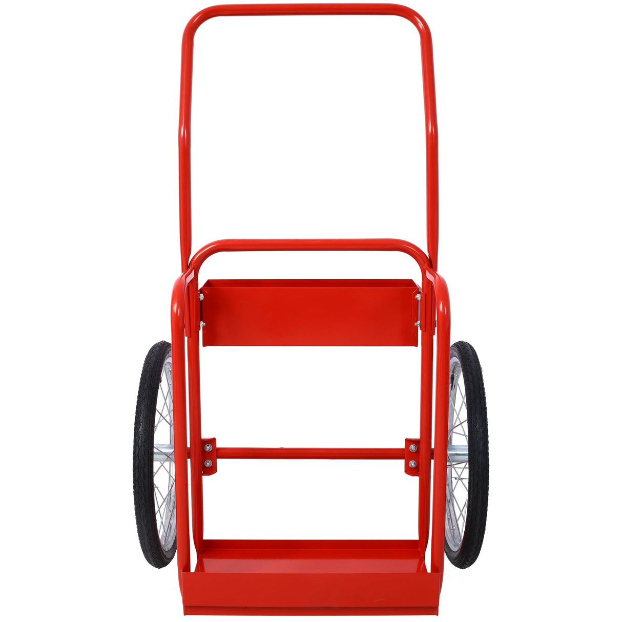 Large Dual Oxygen Tank Cart Dolly with Double Cylinder 20" Pneumatic Wheels Two Fastening Belts - Red - Fab Heavy Parts