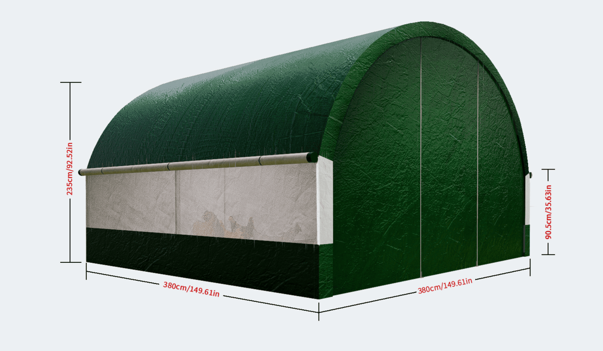 Large Metal Dome Shape Walk - in Fence Chicken Coop All Covered with PE Cloth 12.4 ft ×12.4 ft - Fab Heavy Parts