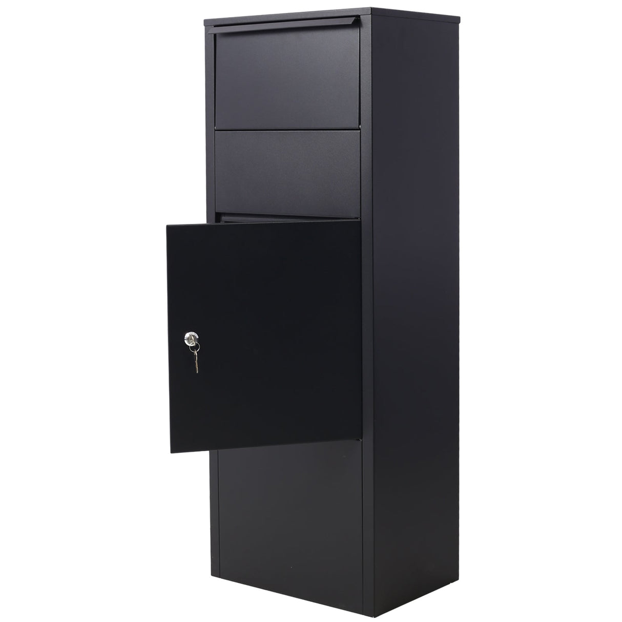 Large Package Delivery Box with Lockable Storage Compartment Heavy Duty Weatherproof - Black 10.5" x 15.5" x 41.30" - Fab Heavy Parts