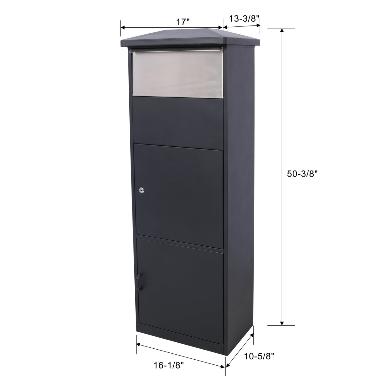 Large Package Delivery Parcel Mail Drop Box Floor Lockable Drop Slot Mail Box with Parcel Compartment - Black - Fab Heavy Parts