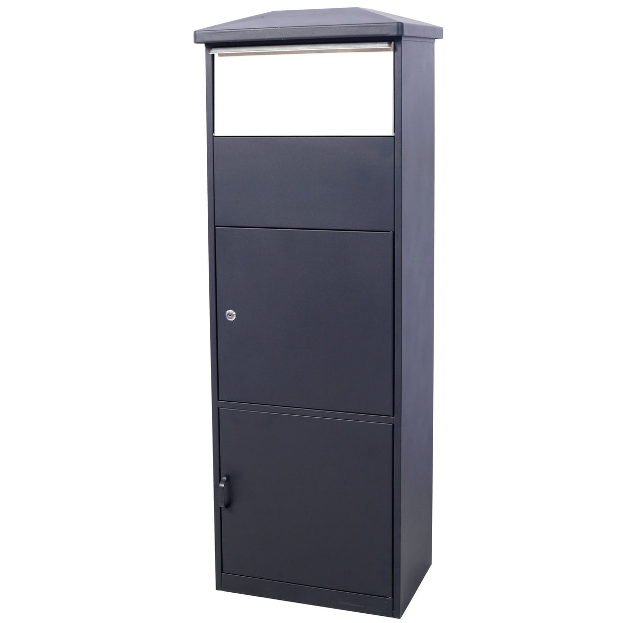 Large Package Delivery Parcel Mail Drop Box Floor Lockable Drop Slot Mail Box with Parcel Compartment - Black - Fab Heavy Parts