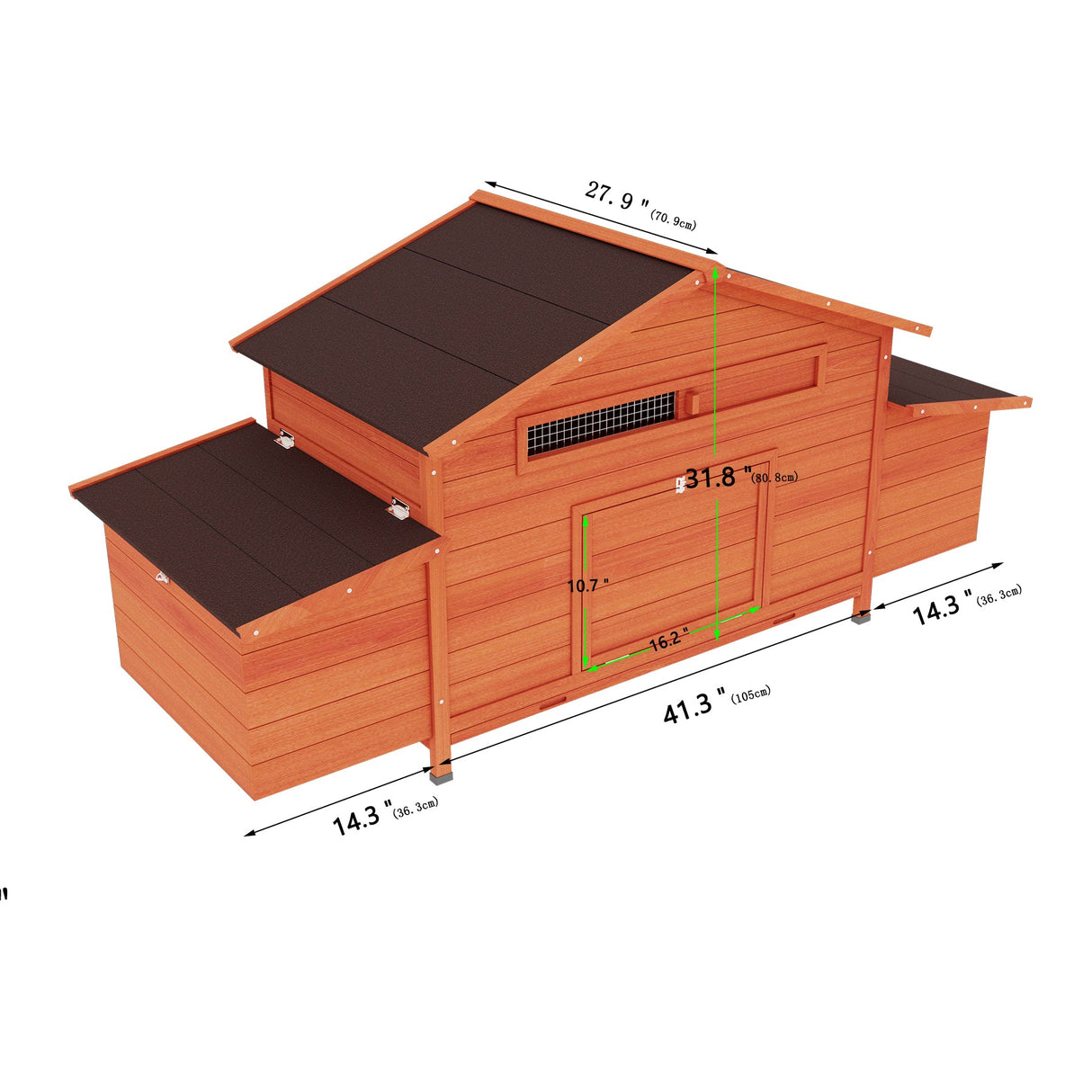 Large Wooden Chicken Coop with 2 Sides Nesting Boxes 2 Free - range Doors Leakproof Tray - Fab Heavy Parts