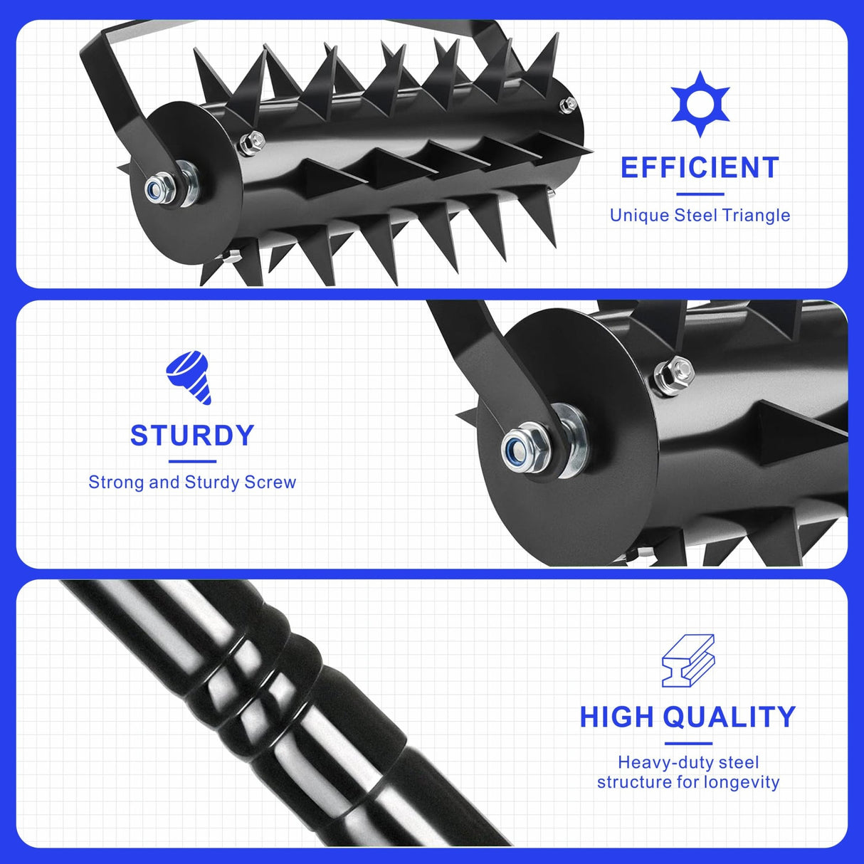 Lawn Aerators Heavy Duty Soil Penetrator Spikes - Black - Fab Heavy Parts