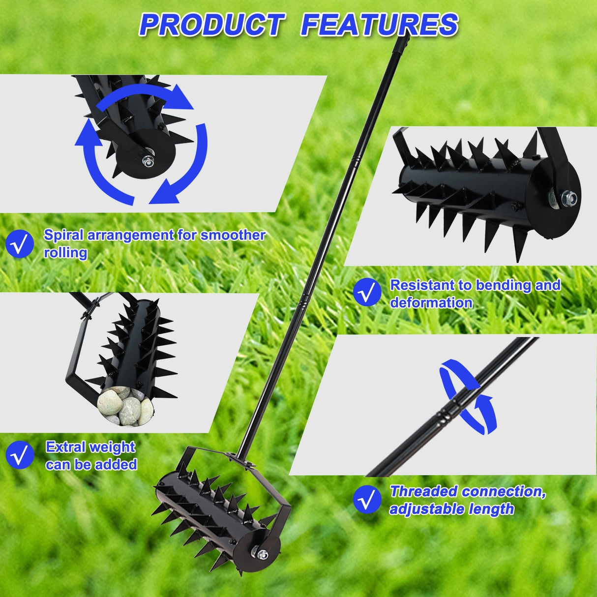 Lawn Aerators Heavy Duty Soil Penetrator Spikes - Black - Fab Heavy Parts