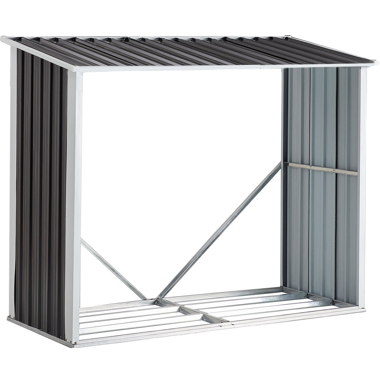 Log Storage Shed with Roof Firewood Rack Anthracite Galvanized Steel 70.9" - Fab Heavy Parts