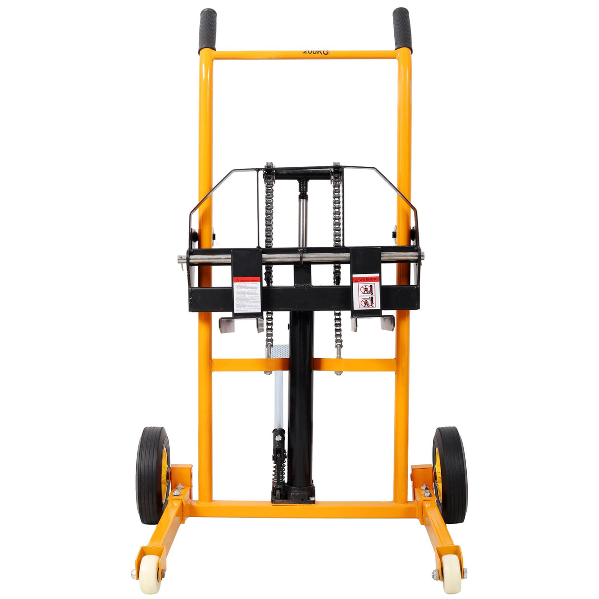 Manual Forklift Pallet Stakcer 440 Lbs Capacity Hydraulic Material Lift 35.5" Lift Height with Adjustable Forks and Fixed Legs 4PCS Wheels - Yellow - Fab Heavy Parts