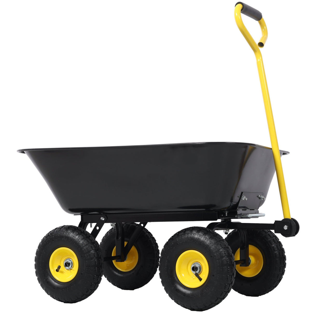 Metal Dumping Cart 600lb Garden Cart Utility Yard Cart with 10 Inch Tires for Lawn Gardening Construction - Fab Heavy Parts