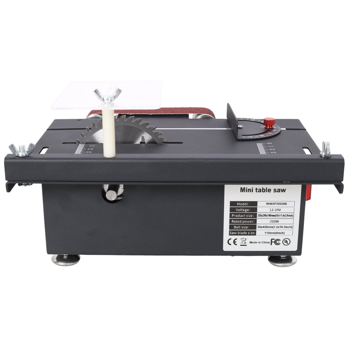 Mini Table Saw Belt Sander 4pcs Blades 10pcs Sanding Blet 7 Gear Adjustable 0 - 90° Angle - Fab Heavy Parts