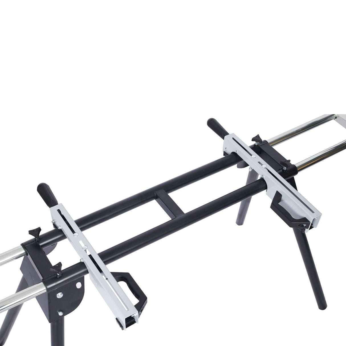 Miter Saw Stand with Quick Release Mounting Brackets Roolers Stops Compact Folding 330lbs Black - Fab Heavy Parts