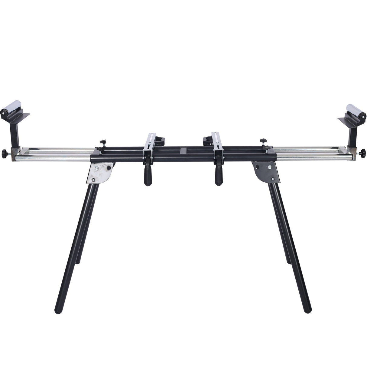 Miter Saw Stand with Quick Release Mounting Brackets Roolers Stops Compact Folding 330lbs Black - Fab Heavy Parts