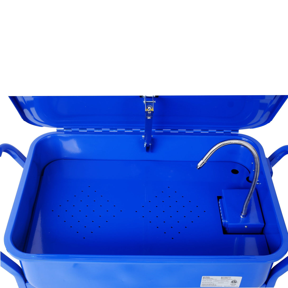 Mobile Parts Washer 20 Gallon Capacity with Water Based Cleaning Solutions Heavy Duty 20 Gauge Steel 325 GPH Pump Power with Drain Tray - Fab Heavy Parts