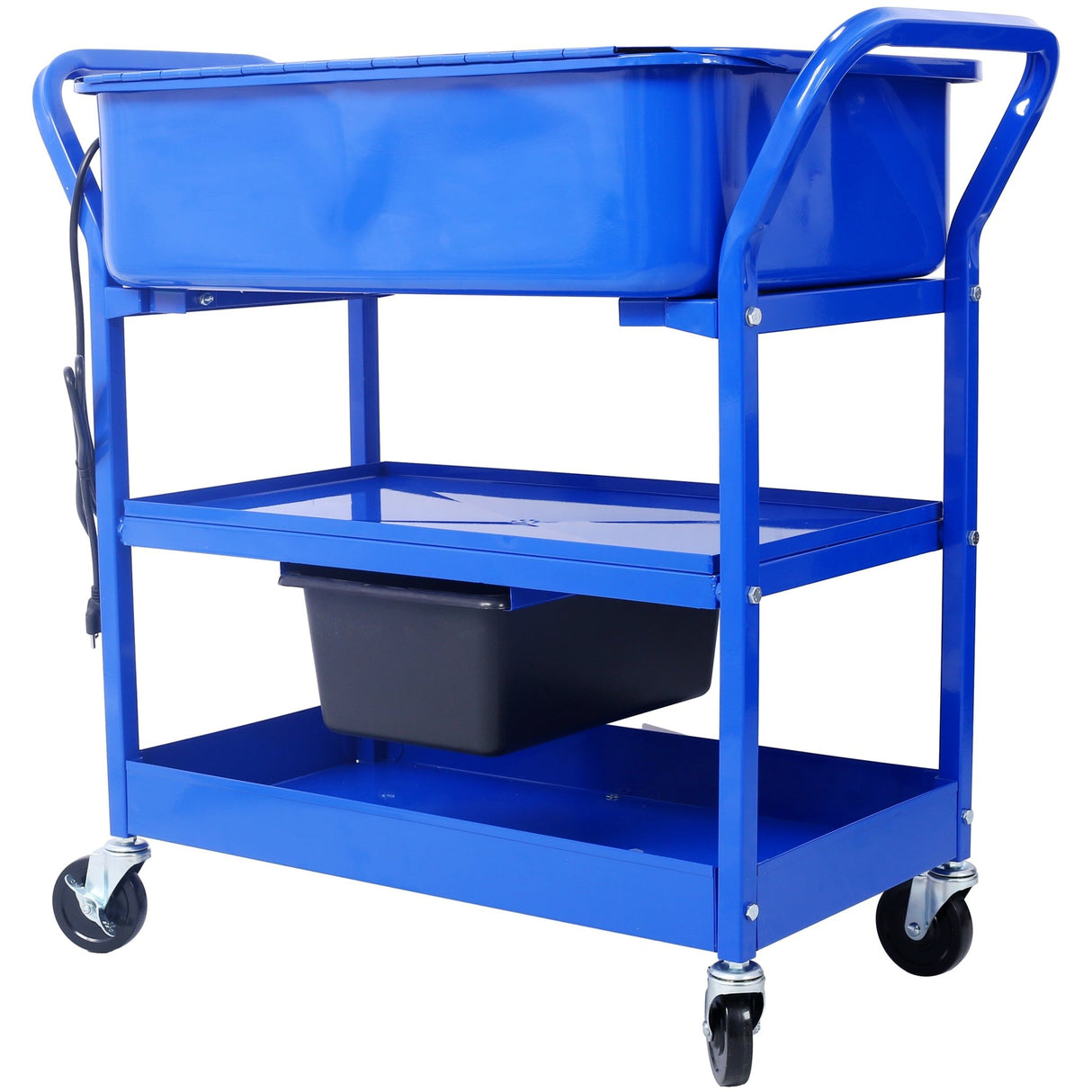 Mobile Parts Washer 20 Gallon Capacity with Water Based Cleaning Solutions Heavy Duty 20 Gauge Steel 325 GPH Pump Power with Drain Tray - Fab Heavy Parts