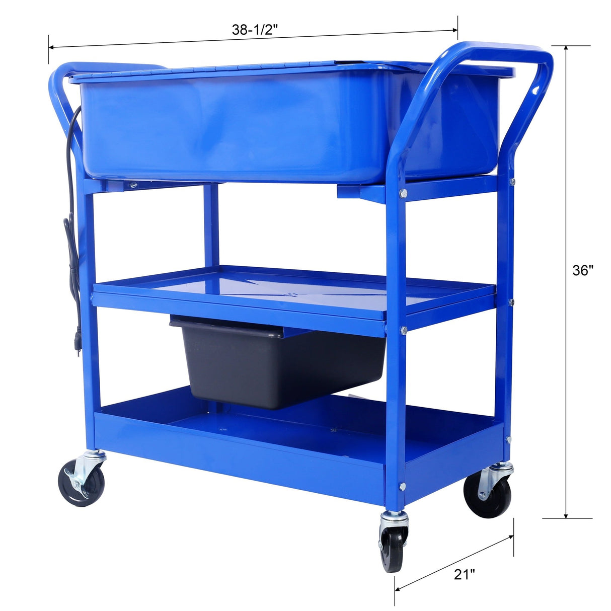 Mobile Parts Washer 20 Gallon Capacity with Water Based Cleaning Solutions Heavy Duty 20 Gauge Steel 325 GPH Pump Power with Drain Tray - Fab Heavy Parts