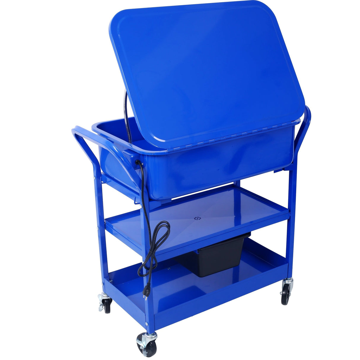 Mobile Parts Washer 20 Gallon Capacity with Water Based Cleaning Solutions Heavy Duty 20 Gauge Steel 325 GPH Pump Power with Drain Tray - Fab Heavy Parts