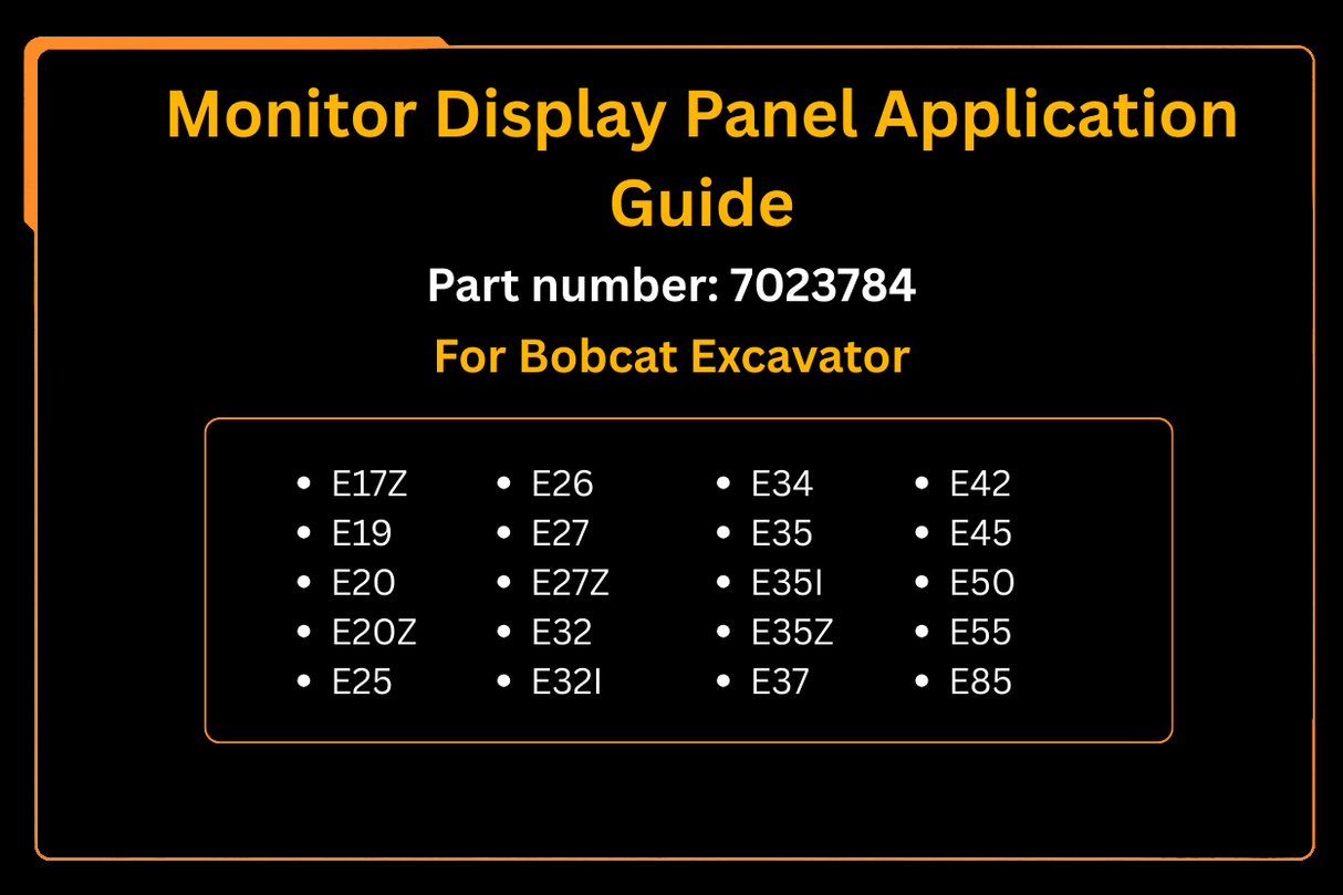 Monitor Display Panel 7023784 Aftermarket Replacement For Bobcat E25 E26 E27 E27Z E32 E32I E34 E35 E55 - Fab Heavy Parts