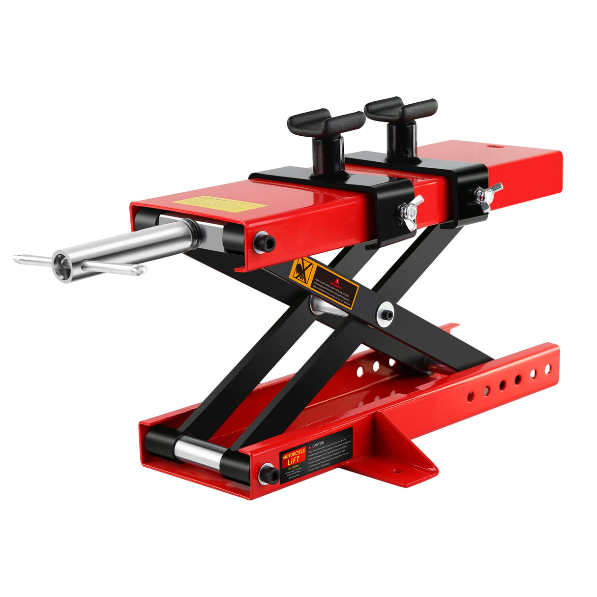 Motorcycle Center Scissor Lift Jack Hoist Stand Bikes ATVs Scooter Crank with Saddle and Safety Pins 1100 LB - Fab Heavy Parts