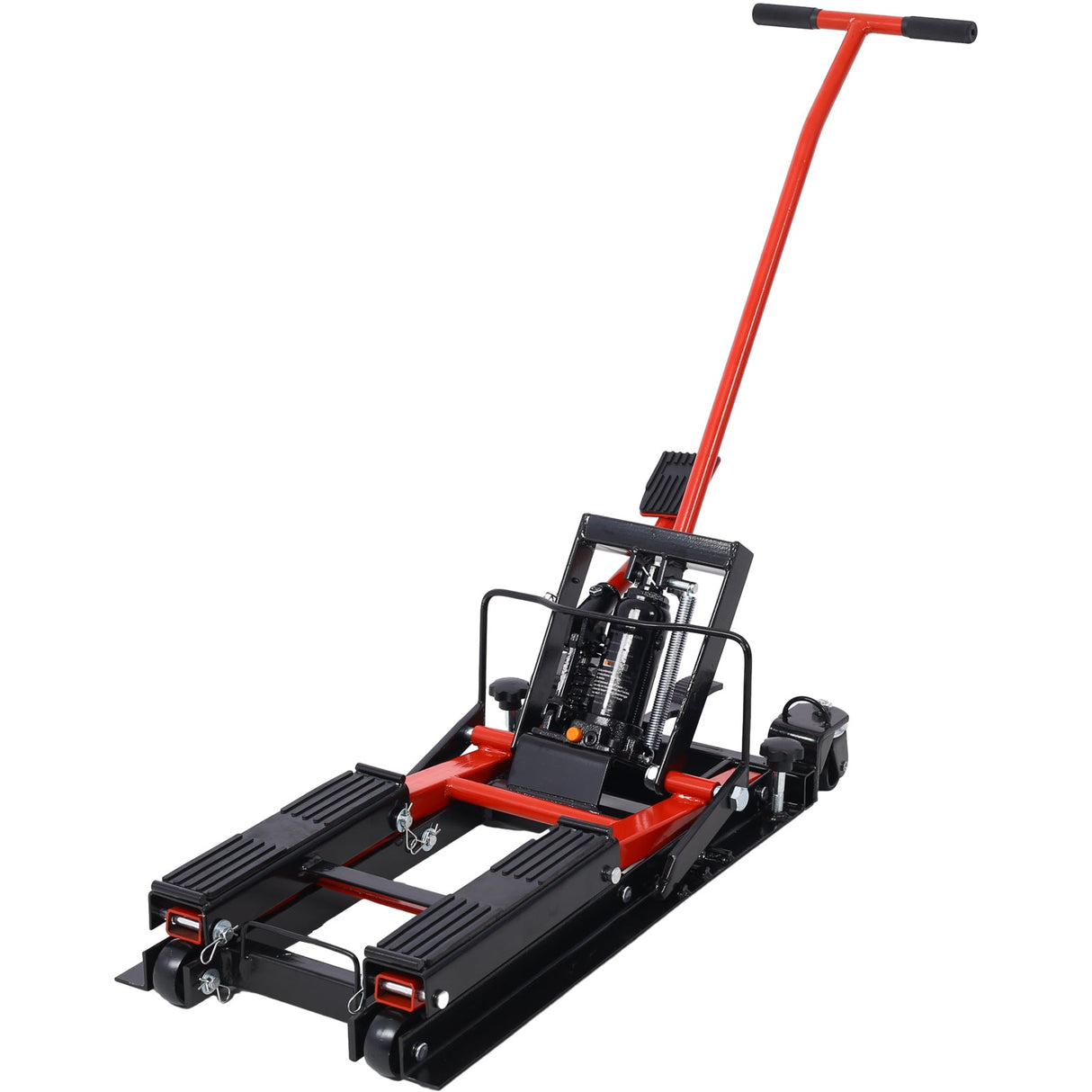MovYard® Hydraulic Motorcycle Lift Jack 1500 LBS Capacity Scissor Portable Table with 4 Wheels Foot - Operated Hoist Stand with Tie Down - Fab Heavy Parts