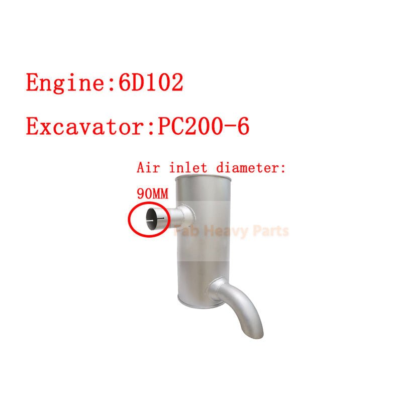 Muffler 6209 - 11 - 5231 6735 - 11 - 5541 Fits for Komatsu Engine 6D95 6D102 Excavator PC200 - 6 PC210 - 6 PC220 - 6 PC220LC - 6 - Fab Heavy Parts