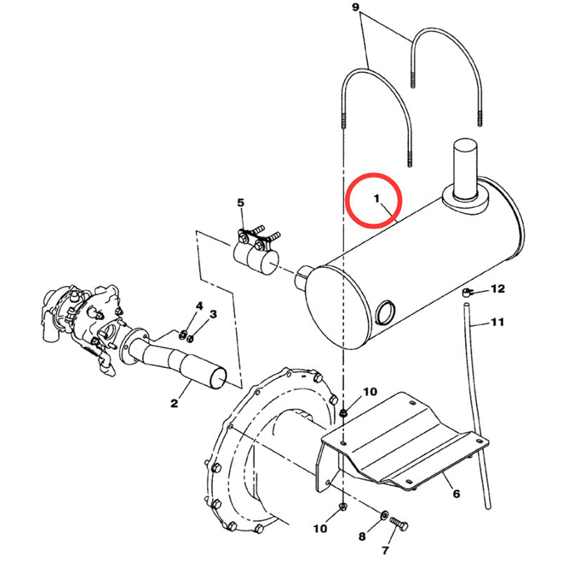 Muffler KAH11200 Fits for CASE Excavator CX75SR CX80 - Fab Heavy Parts