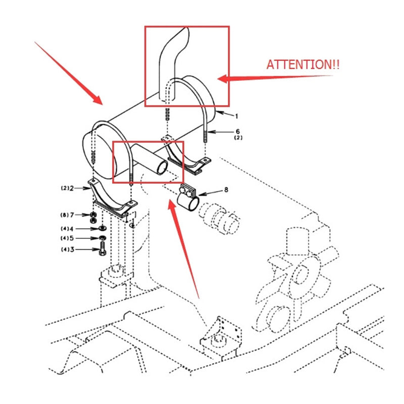 Äänenvaimennin SA1114-00101 Sopii Volvo D7D Moottoriin EC240 Samsung SE240LC-3 Kaivinkone Uusi tyyppi