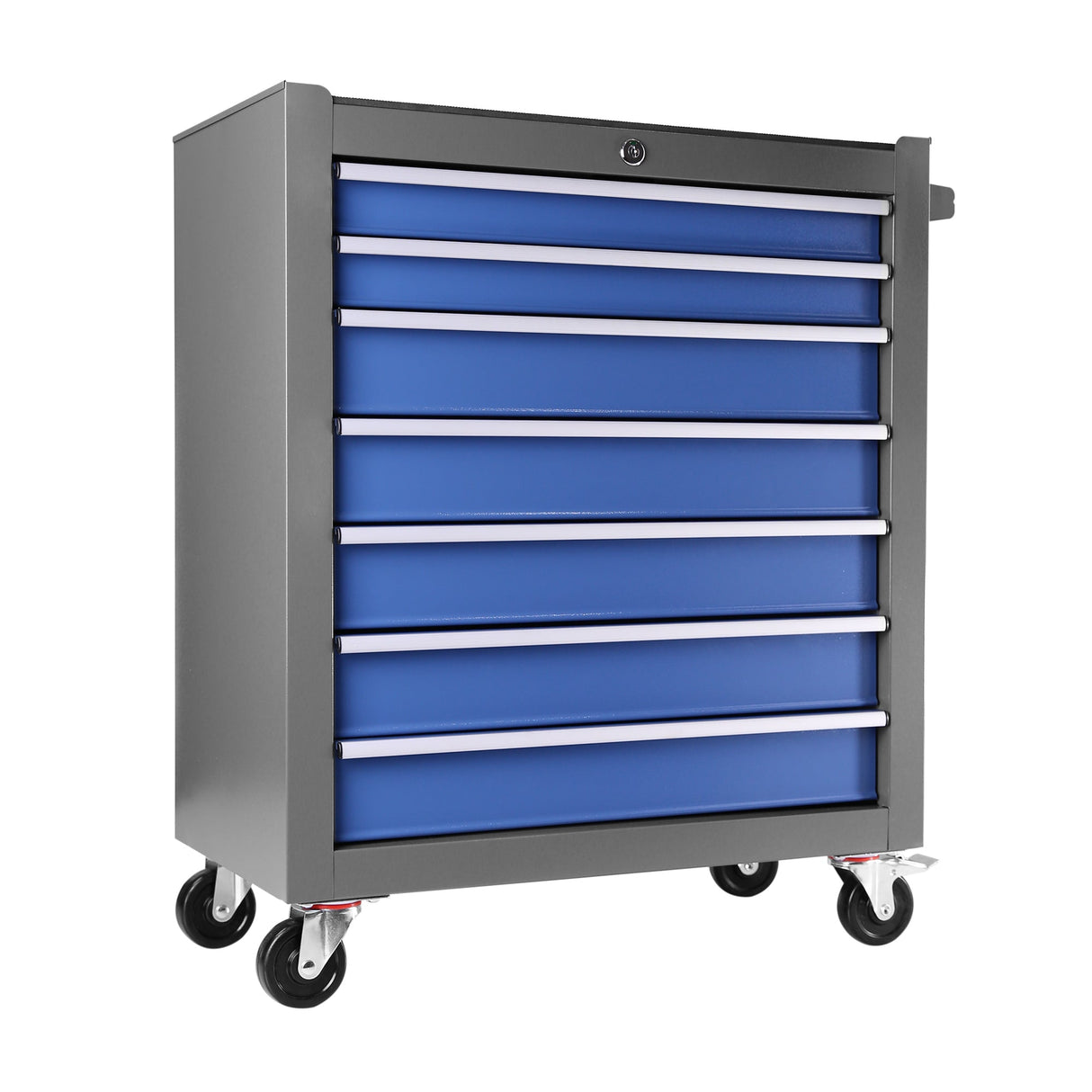 Multifunctional Mechanic Rolling Tool Chest Storage Cabinet with 7 - Drawer Wheels - Blue Gray - Fab Heavy Parts