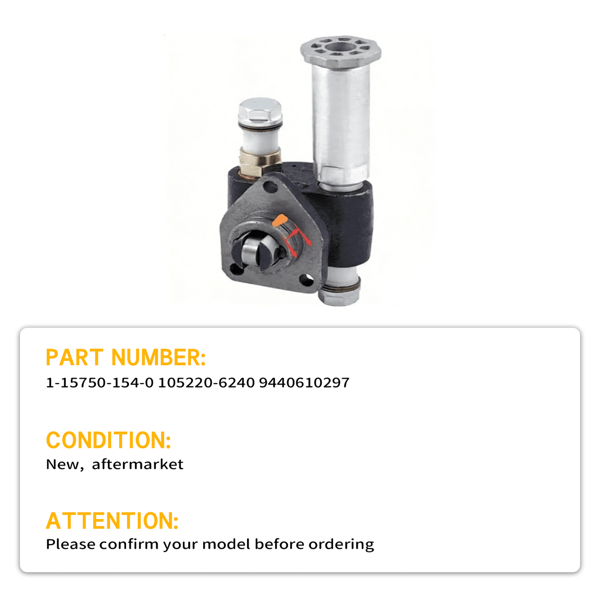 New Fuel Pump 1 - 15750 - 154 - 0 105220 - 6240 9440610297 Fits For Bosch - Fab Heavy Parts