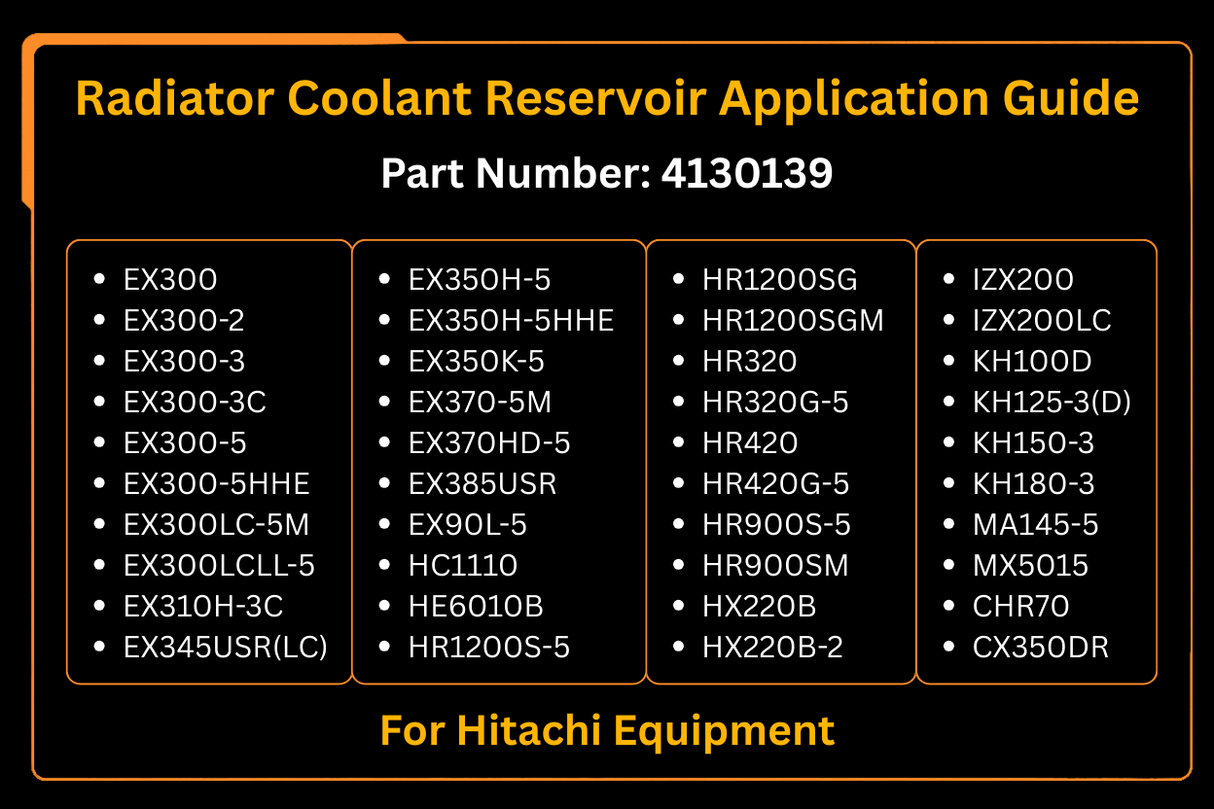 New Radiator Coolant Reservoir 4130139 for Hitachi EX120 - 5 EX100 - 3 EX200 - 5 EX350 - 5 Fits for John Deere 270C LC - Fab Heavy Parts