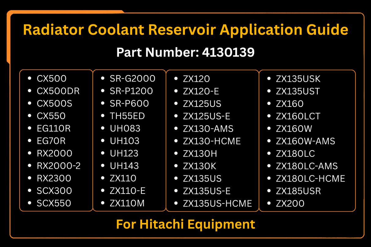 New Radiator Coolant Reservoir 4130139 for Hitachi EX120 - 5 EX100 - 3 EX200 - 5 EX350 - 5 Fits for John Deere 270C LC - Fab Heavy Parts