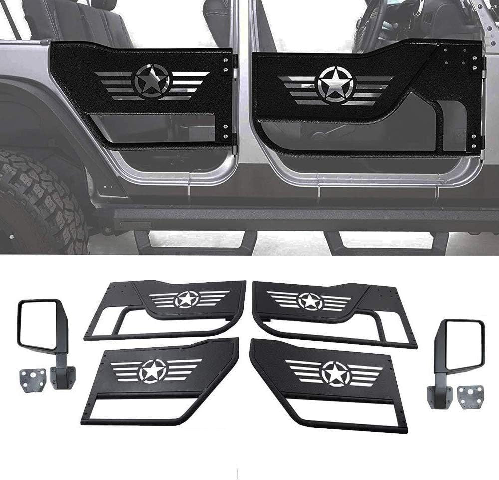 Off - Road Steel Tubular Door with Side View Mirror for 2007 - 2018 Jeep Wrangler JK 4 - Door - Fab Heavy Parts
