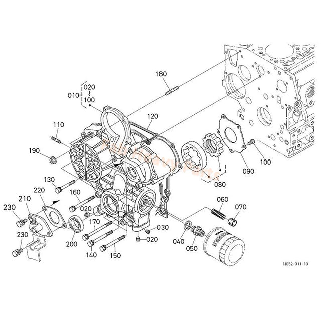 Öljypumpun roottori 1J050-35070 Kubota-moottorille V1505 D905 D1005 D1105 Kaivinkone KX71-3S U25S U27-4