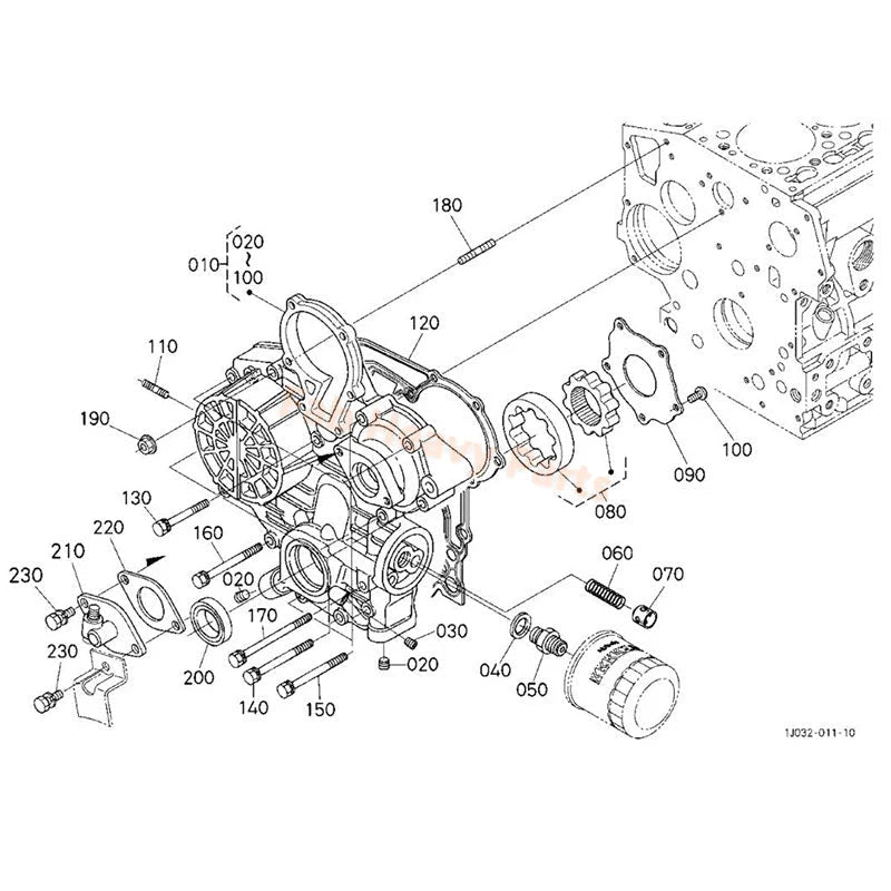 Oil Pump Rotor Assembly 1J050 - 35070 for Kubota Engine V1505 D905 D1005 D1105 Excavator KX71 - 3S U25S U27 - 4 - Fab Heavy Parts