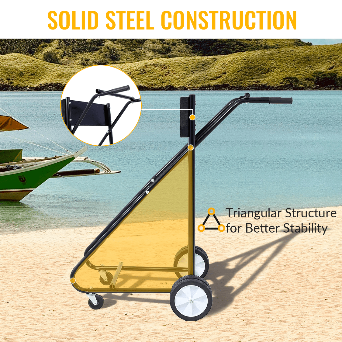 Outboard Boat Motor Stand Engine Carrier Cart Dolly for Storage 315lbs Weight Capacity w/Wheels Black - Fab Heavy Parts