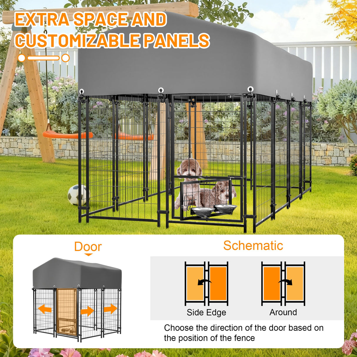 Outdoor Dog Kennel 4.23'x3.83'x4.83' with Roof Heavy Duty Welded Wire Crate All - Weather Protection & Safe Lock Design for Dogs and Pets - Fab Heavy Parts