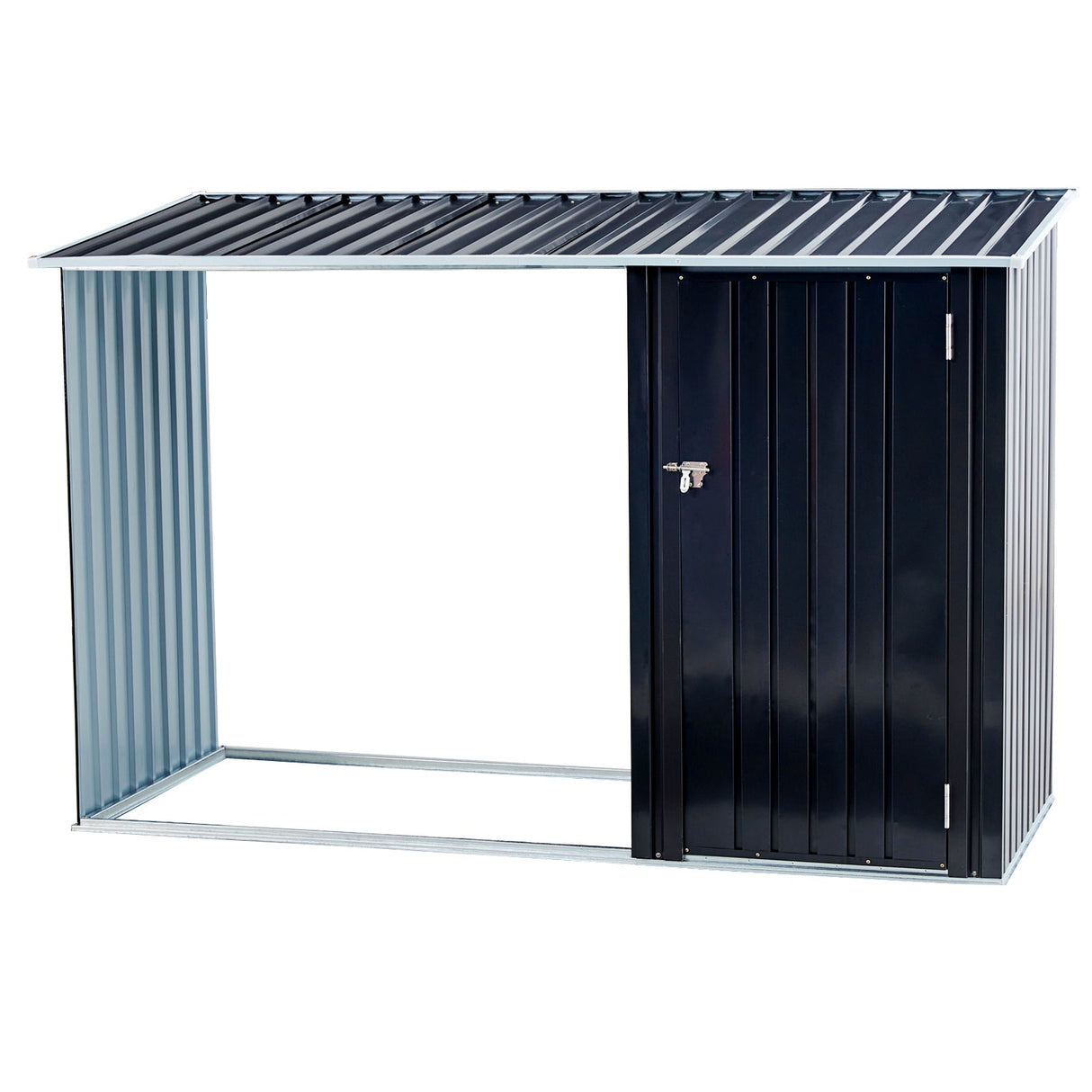 Outdoor Firewood Storage Shed Rack with Log Holder Galvanized Steel 98” - Fab Heavy Parts