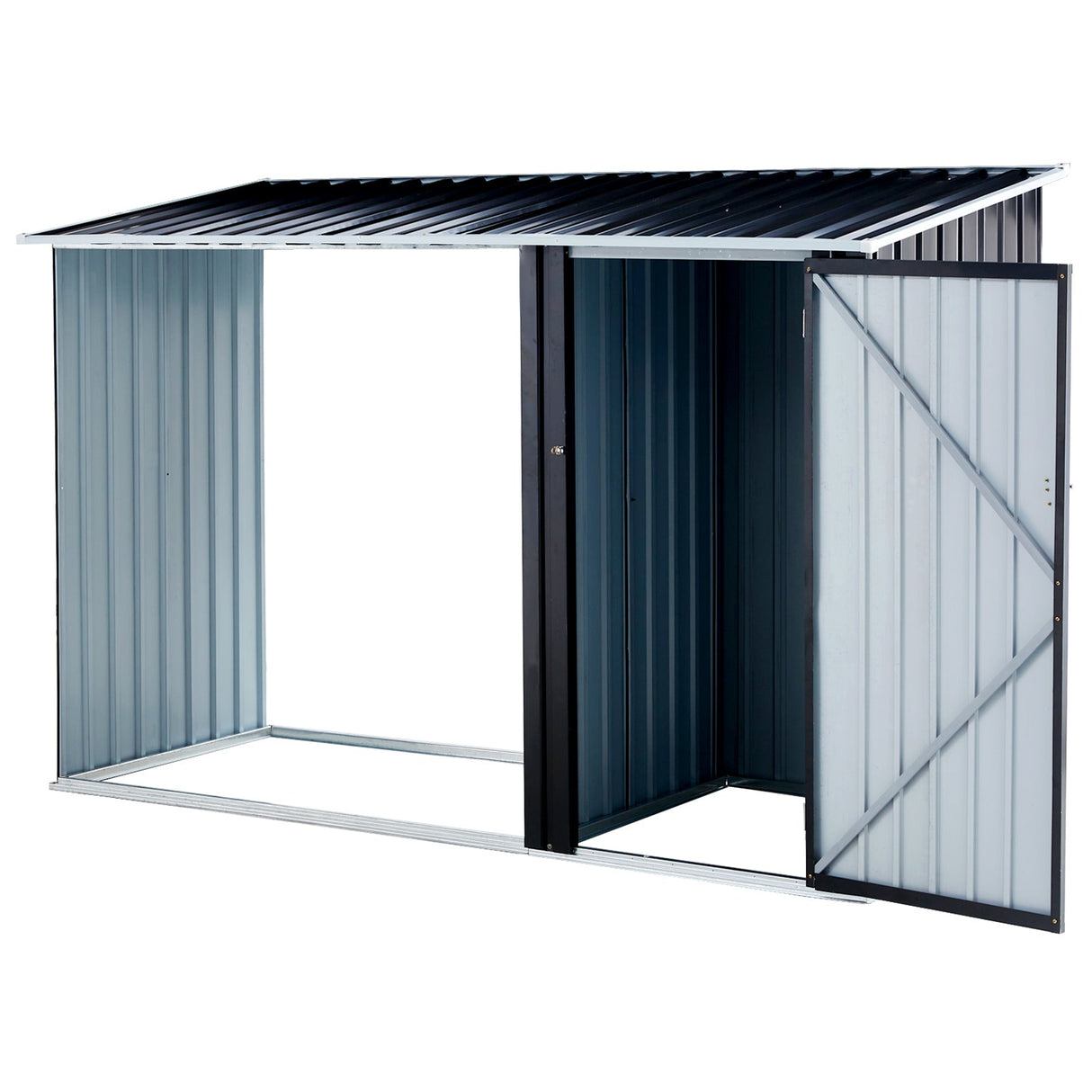 Outdoor Firewood Storage Shed Rack with Log Holder Galvanized Steel 98” - Fab Heavy Parts