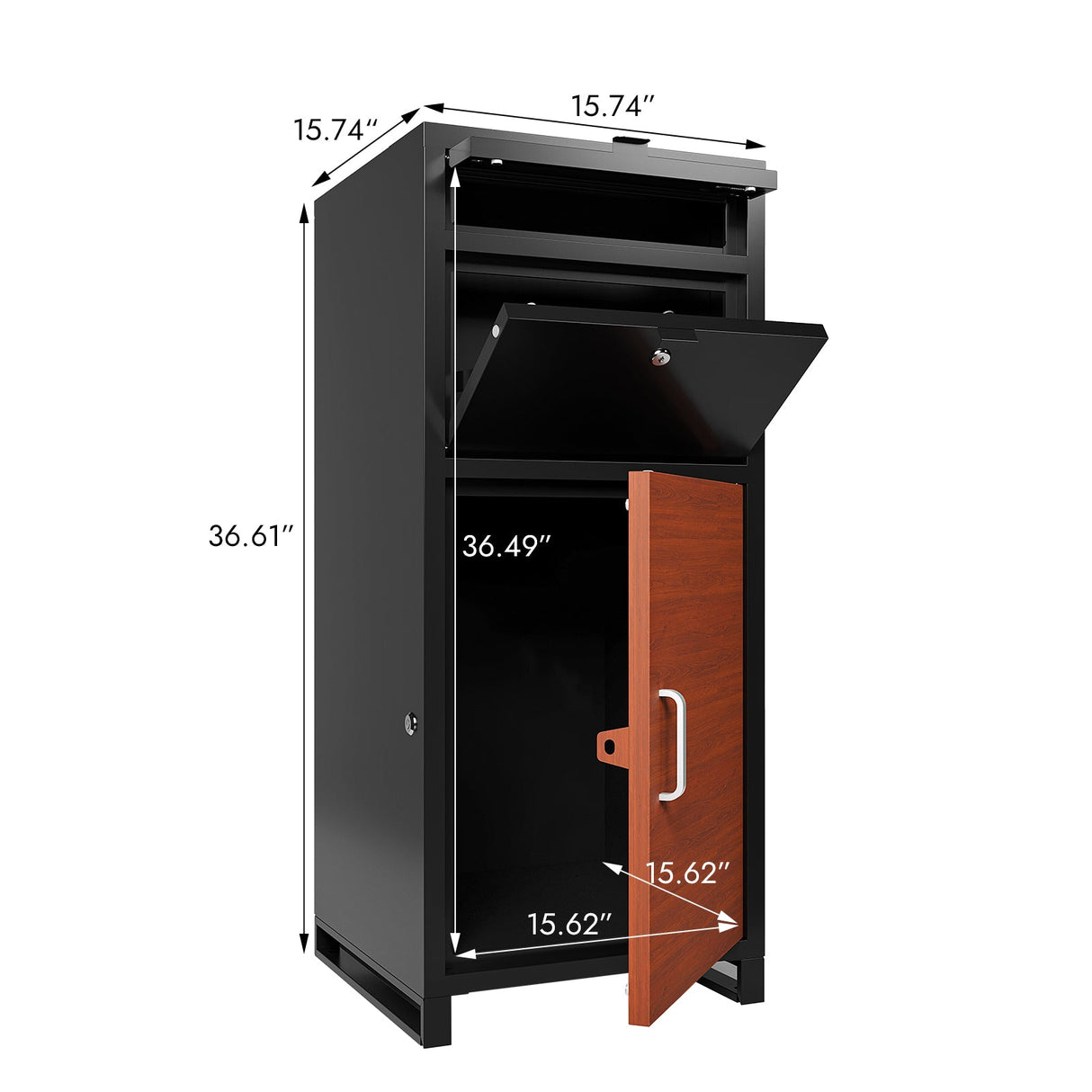 Outdoor Parcel Drop Box with Mechanical Lock 36.6'' x 15.75'' x 15.75'' Burglar Resistant Stopper - Fab Heavy Parts