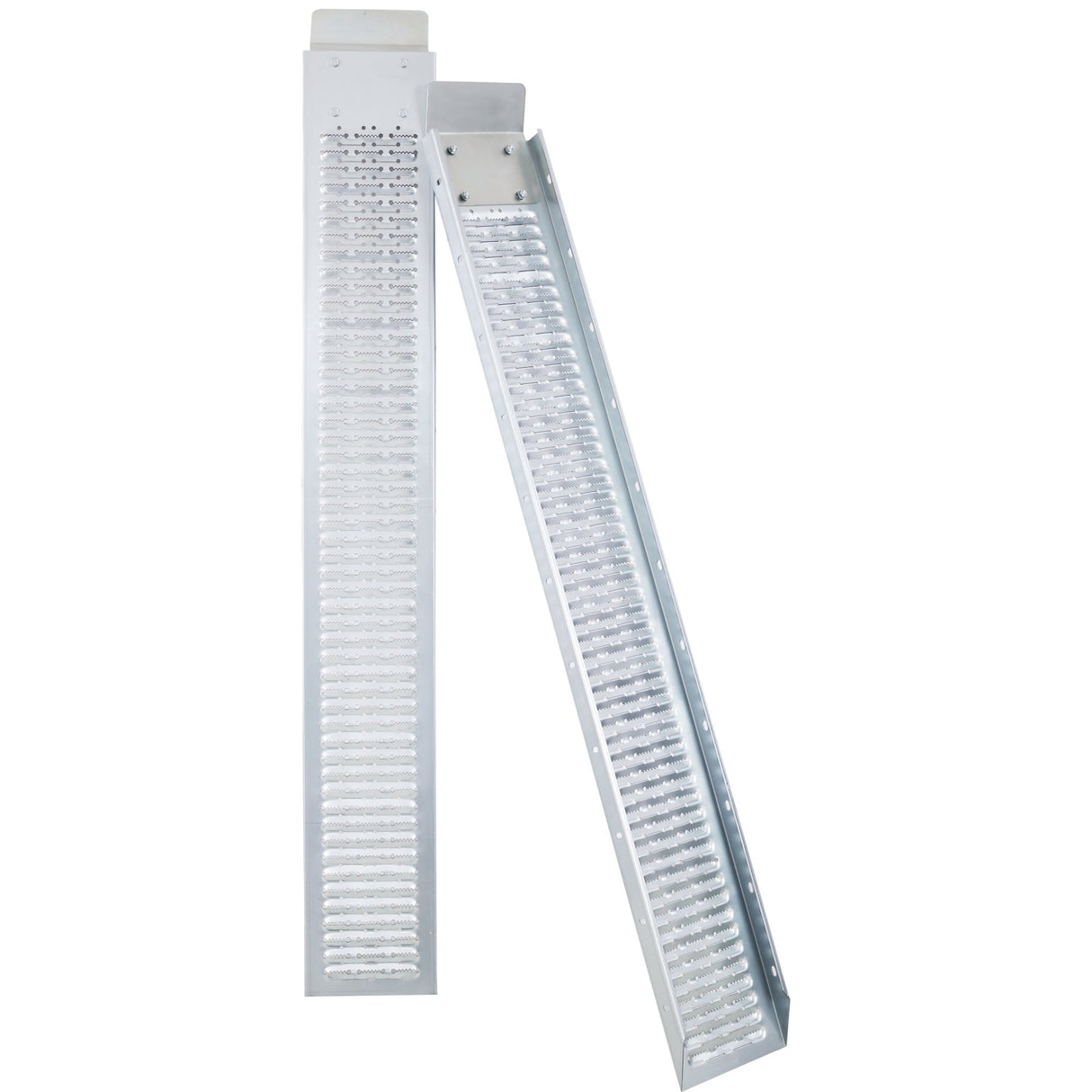 Pack of 2 66" L 960lbs Capacity Loading Ramps with 2pcs Tie Straps 1Pair Gloves - Silver - Fab Heavy Parts