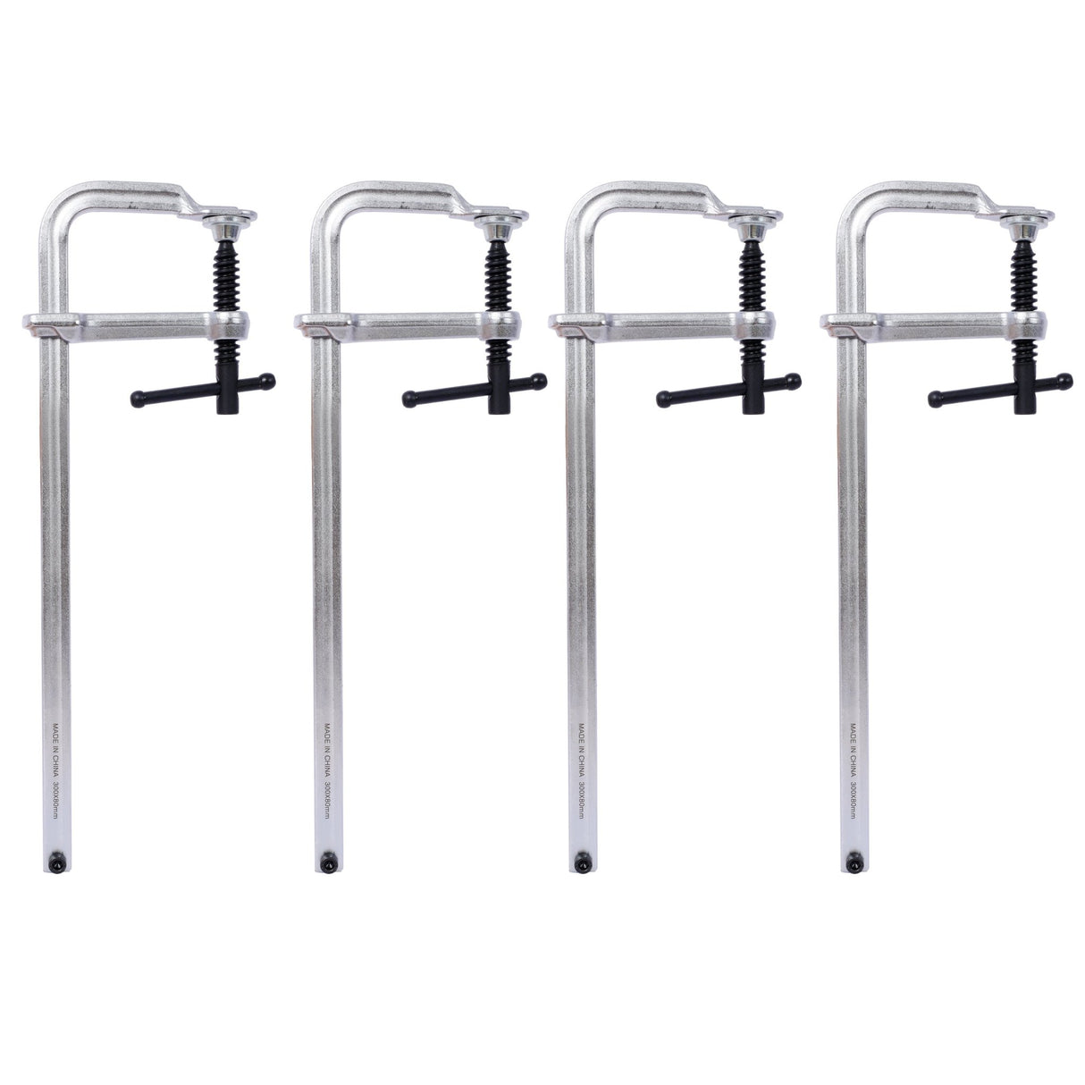 Pack of 4 Bar Clamps Set Drop Forged Steel F Clamps 12 inch x 3 inch Throat - Silver - Fab Heavy Parts