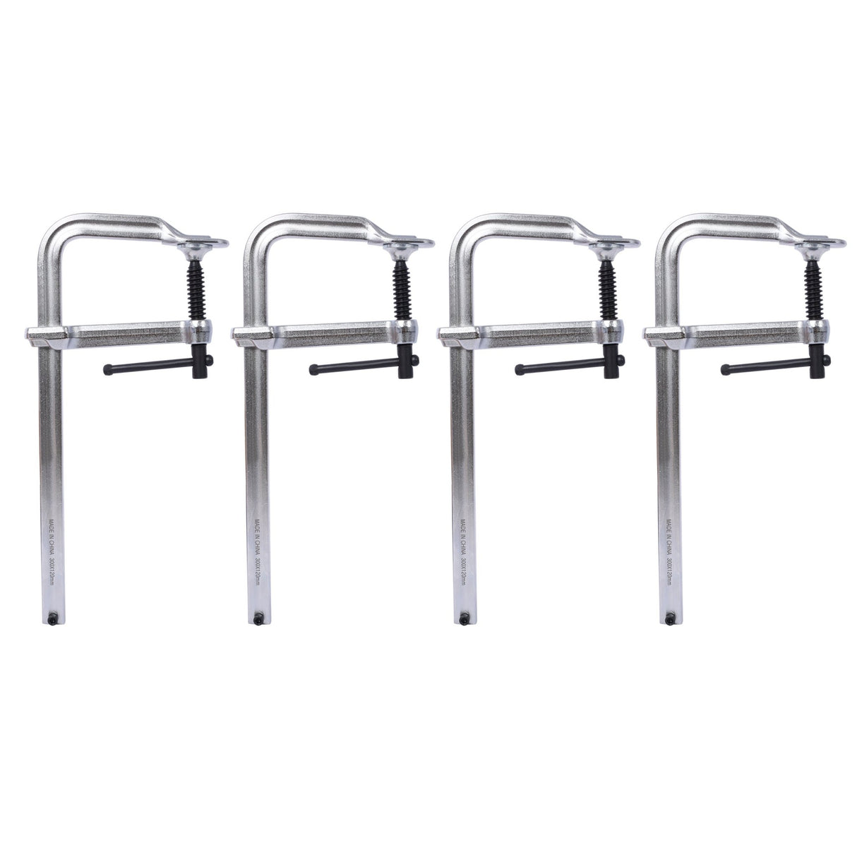 Pack of 4 Bar Clamps Set Drop Forged Steel F Clamps 12 inch x 4 - 3/4 inch Throat - Silver - Fab Heavy Parts
