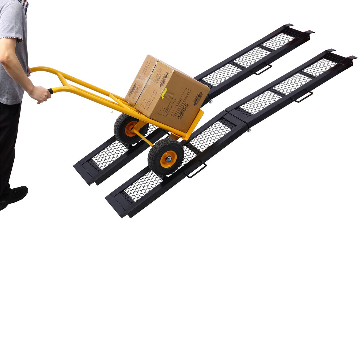 Pack of Pair 80" Steel Loading Ramp 800LBS Capacity Portable Motorcycle Folding ATV - Black - Fab Heavy Parts