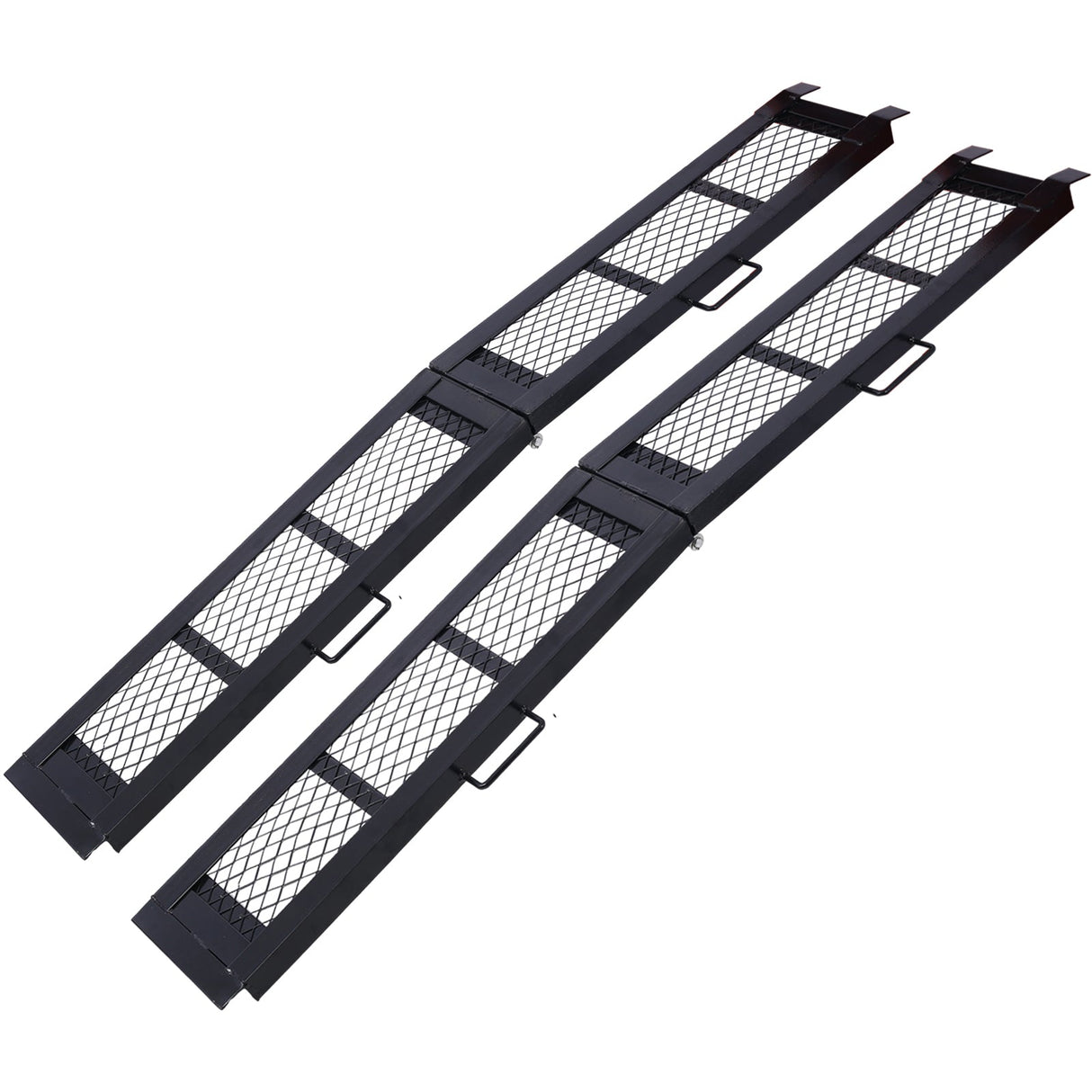 Pack of Pair 80" Steel Loading Ramp 800LBS Capacity Portable Motorcycle Folding ATV - Black - Fab Heavy Parts